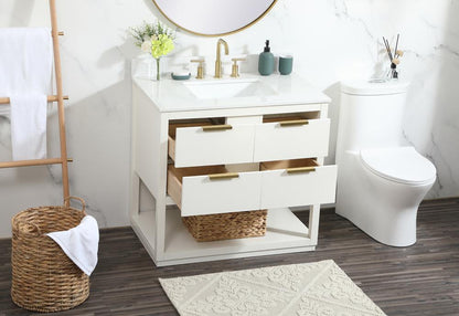 Elegant Furniture & Lighting - Larkin 36 inch Single bathroom vanity in white with backsplash - VF19236WH-BS veiw 10