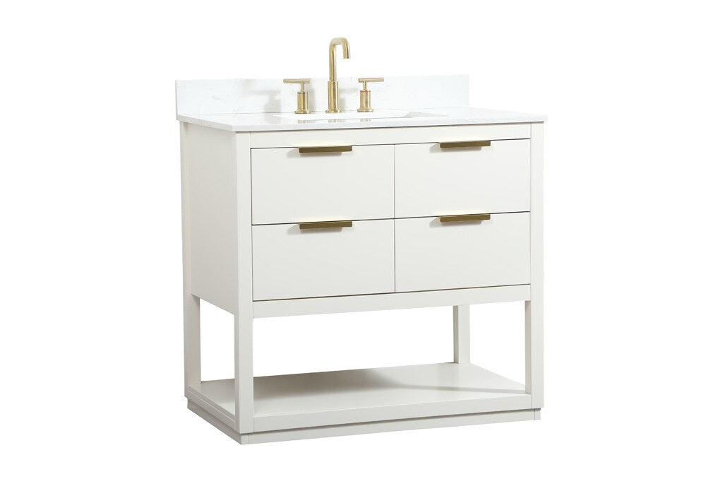 Elegant Furniture & Lighting - Larkin 36 inch Single bathroom vanity in white with backsplash - VF19236WH-BS veiw 14