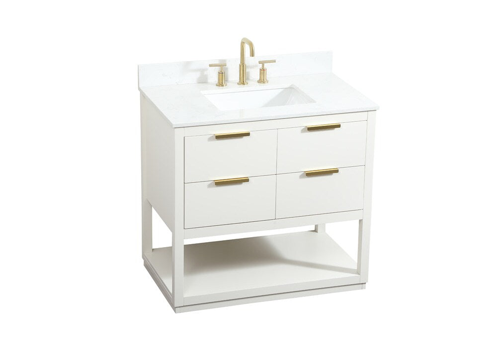 Elegant Furniture & Lighting - Larkin 36 inch Single bathroom vanity in white with backsplash - VF19236WH-BS veiw 15
