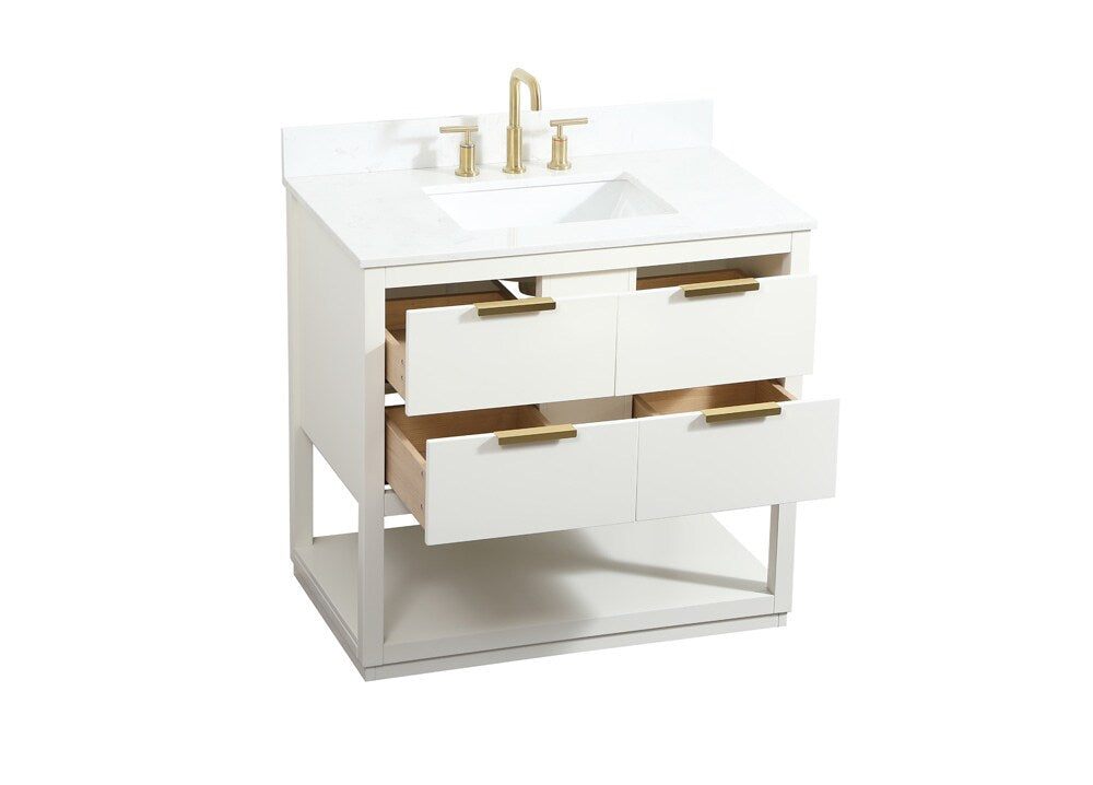 Elegant Furniture & Lighting - Larkin 36 inch Single bathroom vanity in white with backsplash - VF19236WH-BS veiw 16