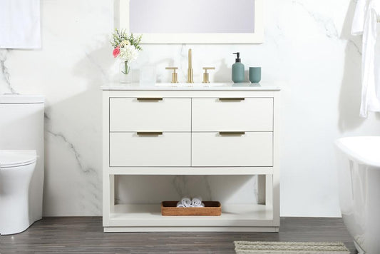 Elegant Furniture & Lighting - Larkin 42 inch Single bathroom vanity in white - VF19242WH veiw 2