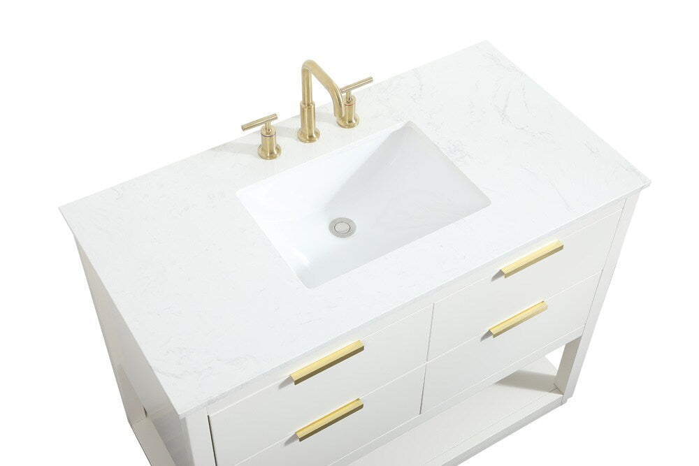 Elegant Furniture & Lighting - Larkin 42 inch Single bathroom vanity in white - VF19242WH veiw 3