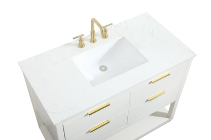 Elegant Furniture & Lighting - Larkin 42 inch Single bathroom vanity in white - VF19242WH veiw 3