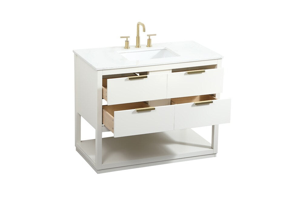 Elegant Furniture & Lighting - Larkin 42 inch Single bathroom vanity in white - VF19242WH veiw 16