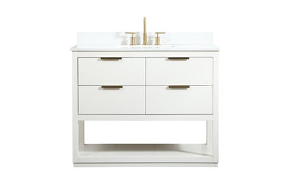 Elegant Furniture & Lighting - Larkin 42 inch Single bathroom vanity in white with backsplash - VF19242WH-BS veiw 1