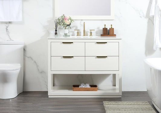 Elegant Furniture & Lighting - Larkin 42 inch Single bathroom vanity in white with backsplash - VF19242WH-BS veiw 2