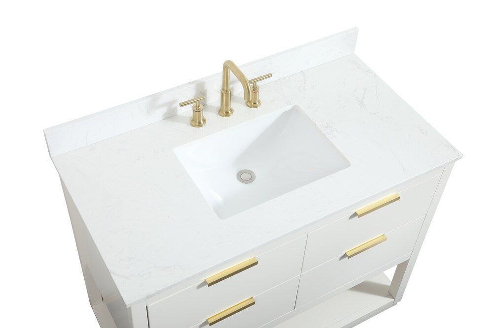 Elegant Furniture & Lighting - Larkin 42 inch Single bathroom vanity in white with backsplash - VF19242WH-BS veiw 3