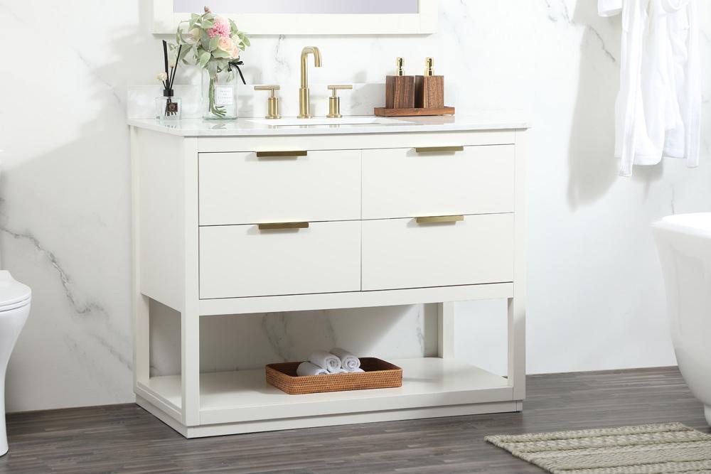 Elegant Furniture & Lighting - Larkin 42 inch Single bathroom vanity in white with backsplash - VF19242WH-BS veiw 9