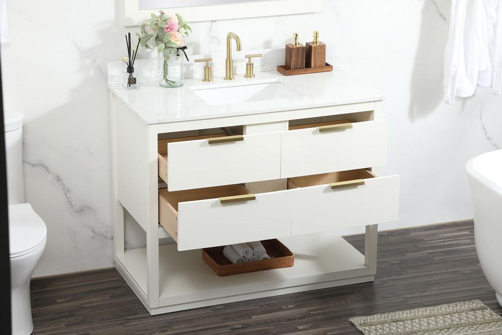 Elegant Furniture & Lighting - Larkin 42 inch Single bathroom vanity in white with backsplash - VF19242WH-BS veiw 10