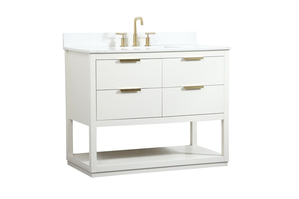Elegant Furniture & Lighting - Larkin 42 inch Single bathroom vanity in white with backsplash - VF19242WH-BS veiw 14
