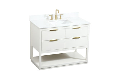 Elegant Furniture & Lighting - Larkin 42 inch Single bathroom vanity in white with backsplash - VF19242WH-BS veiw 15