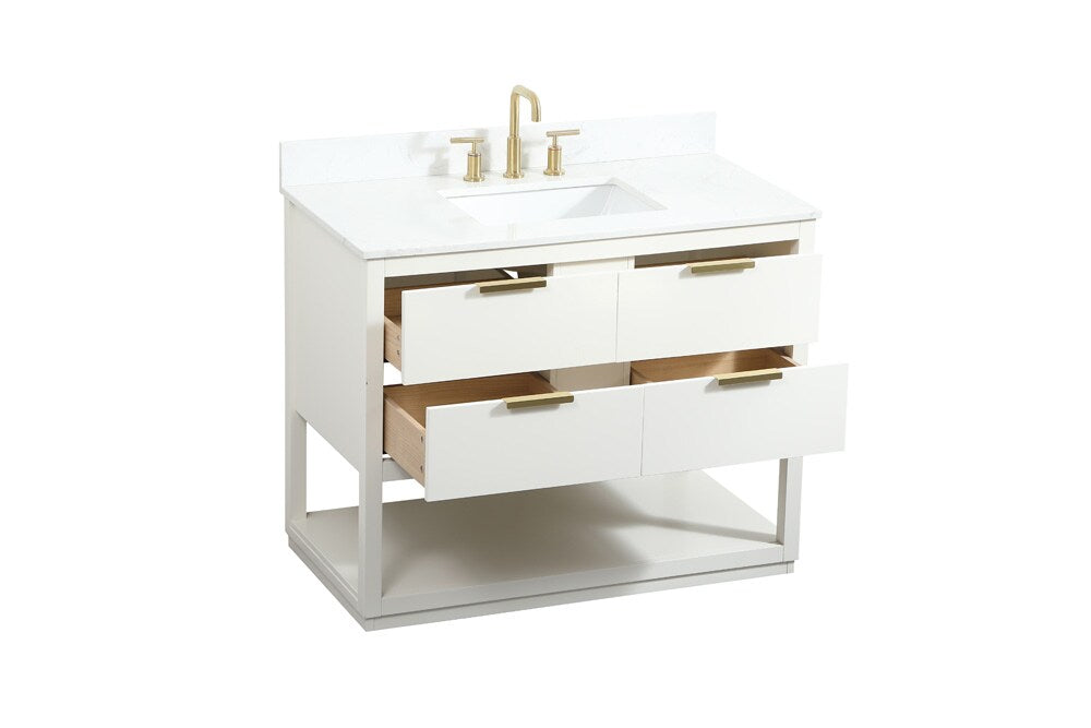 Elegant Furniture & Lighting - Larkin 42 inch Single bathroom vanity in white with backsplash - VF19242WH-BS veiw 16
