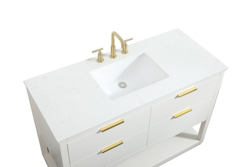 Elegant Furniture & Lighting - Larkin 48 inch Single bathroom vanity in white - VF19248WH veiw 3