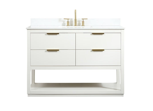 Elegant Furniture & Lighting - Larkin 48 inch Single bathroom vanity in white with backsplash - VF19248WH-BS veiw 1