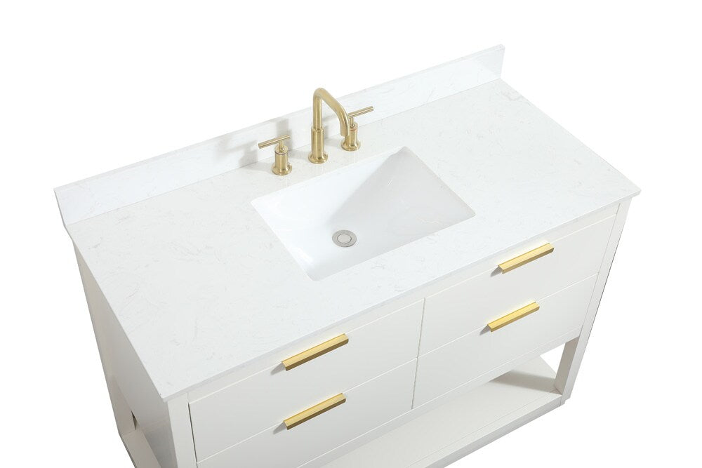 Elegant Furniture & Lighting - Larkin 48 inch Single bathroom vanity in white with backsplash - VF19248WH-BS veiw 3