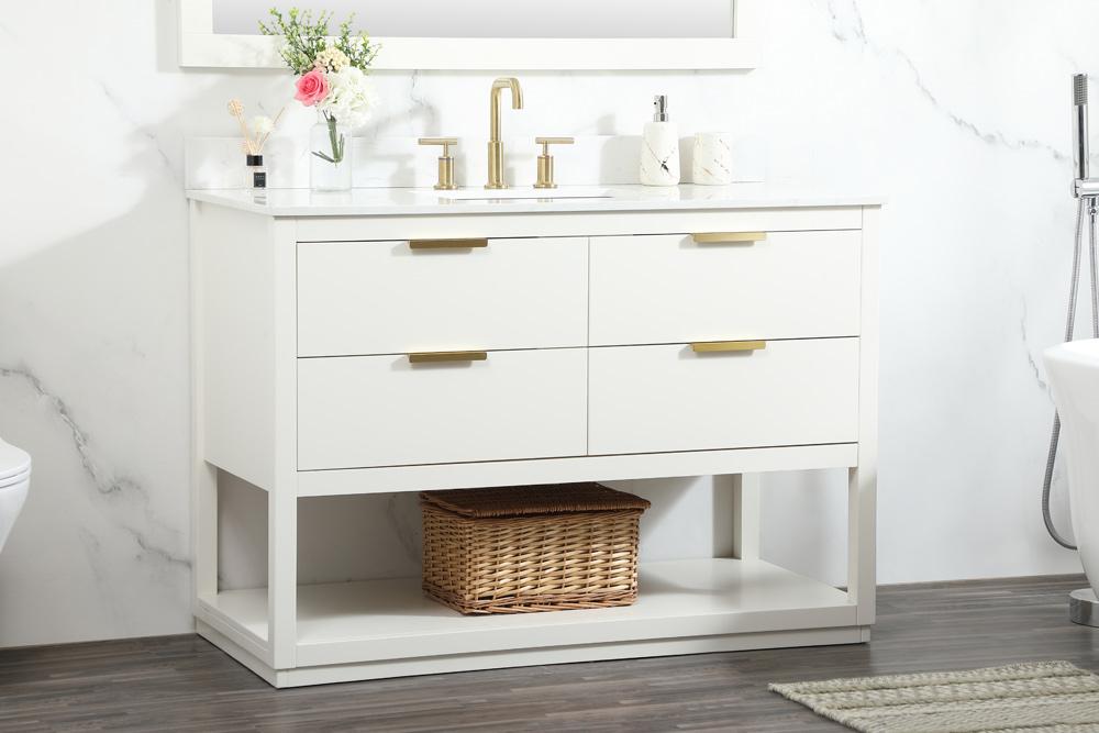 Elegant Furniture & Lighting - Larkin 48 inch Single bathroom vanity in white with backsplash - VF19248WH-BS veiw 9