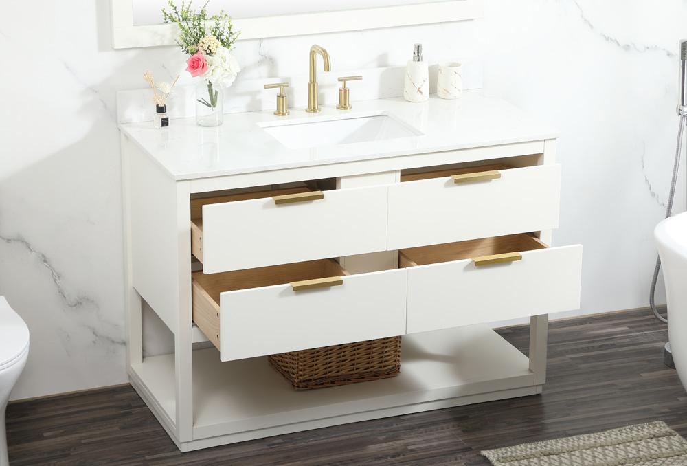 Elegant Furniture & Lighting - Larkin 48 inch Single bathroom vanity in white with backsplash - VF19248WH-BS veiw 10