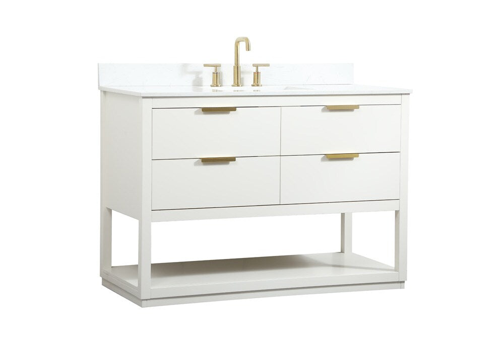Elegant Furniture & Lighting - Larkin 48 inch Single bathroom vanity in white with backsplash - VF19248WH-BS veiw 14