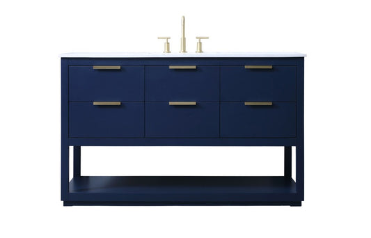 Elegant Furniture & Lighting - Larkin 54 Inch SIngle Bathroom Vanity In Blue - VF19254BL veiw 1