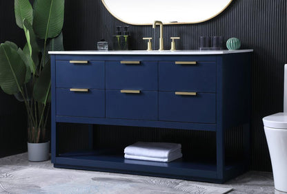Elegant Furniture & Lighting - Larkin 54 Inch SIngle Bathroom Vanity In Blue - VF19254BL veiw 3