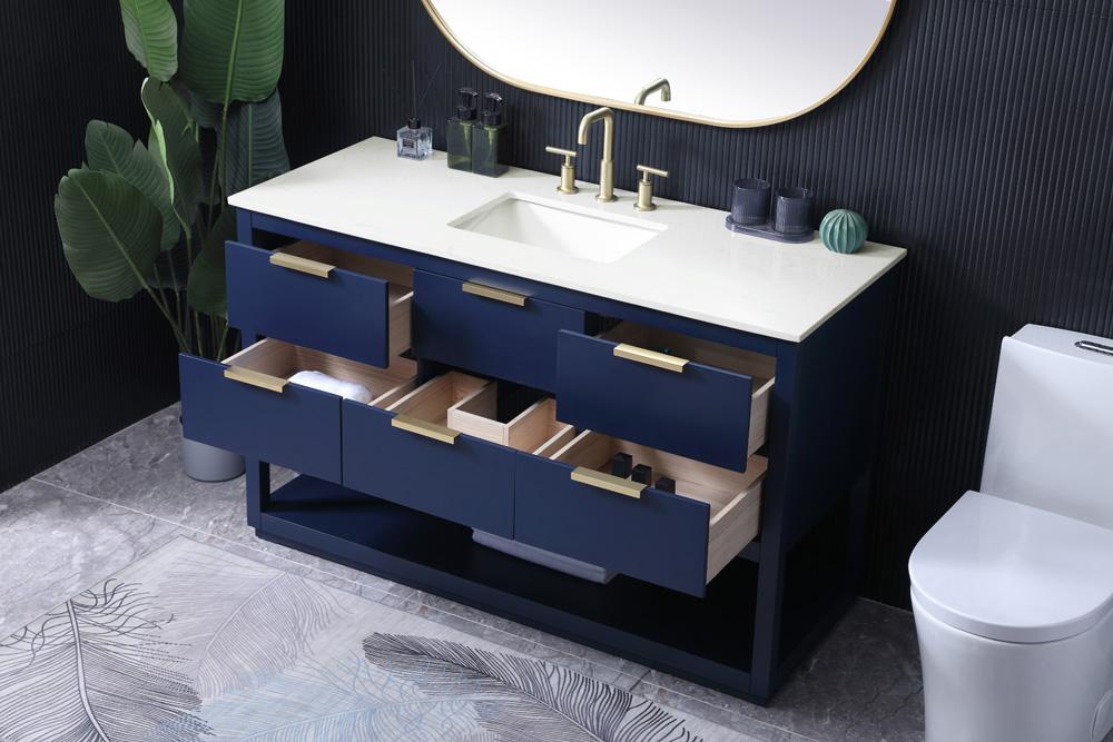 Elegant Furniture & Lighting - Larkin 54 Inch SIngle Bathroom Vanity In Blue - VF19254BL veiw 4