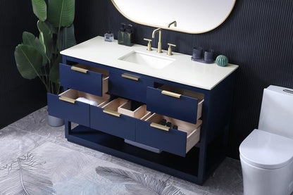 Elegant Furniture & Lighting - Larkin 54 Inch SIngle Bathroom Vanity In Blue - VF19254BL veiw 4