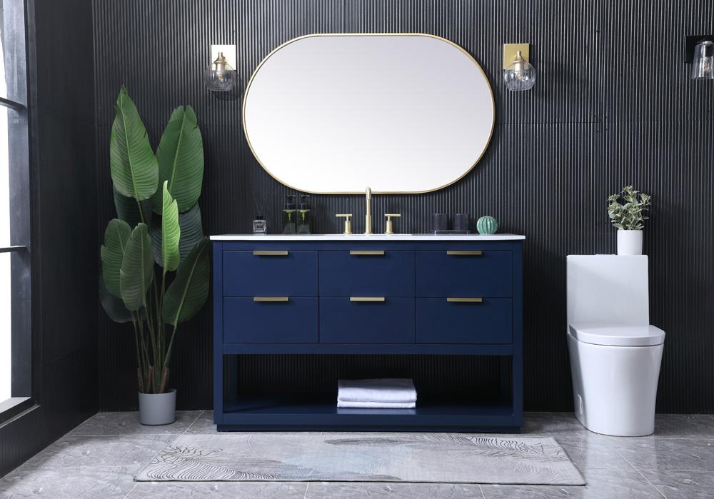Elegant Furniture & Lighting - Larkin 54 Inch SIngle Bathroom Vanity In Blue - VF19254BL veiw 5