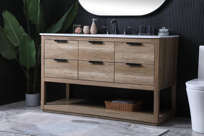 Elegant Furniture & Lighting - Larkin 54 Inch SIngle Bathroom Vanity In Natural Oak - VF19254NT veiw 3