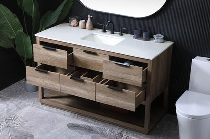 Elegant Furniture & Lighting - Larkin 54 Inch SIngle Bathroom Vanity In Natural Oak - VF19254NT veiw 4