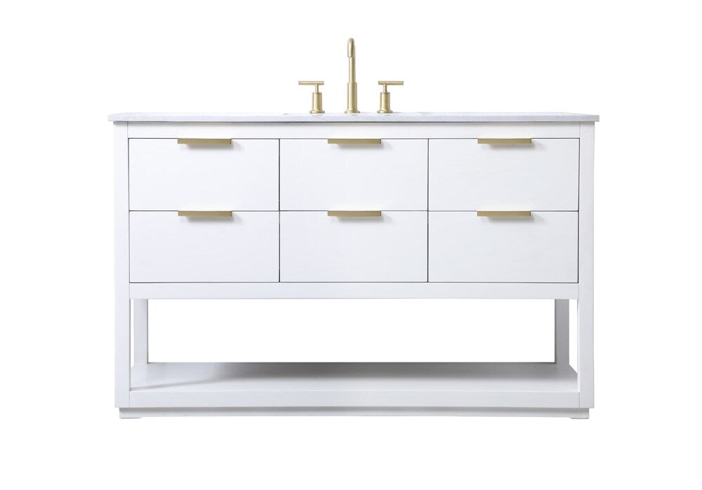 Elegant Furniture & Lighting - Larkin 54 Inch SIngle Bathroom Vanity In White - VF19254WH veiw 1