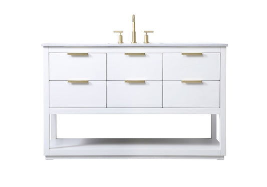 Elegant Furniture & Lighting - Larkin 54 Inch SIngle Bathroom Vanity In White - VF19254WH veiw 1
