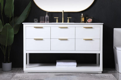 Elegant Furniture & Lighting - Larkin 54 Inch SIngle Bathroom Vanity In White - VF19254WH veiw 2