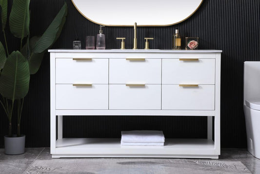 Elegant Furniture & Lighting - Larkin 54 Inch SIngle Bathroom Vanity In White - VF19254WH veiw 2