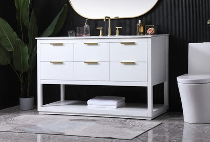 Elegant Furniture & Lighting - Larkin 54 Inch SIngle Bathroom Vanity In White - VF19254WH veiw 3