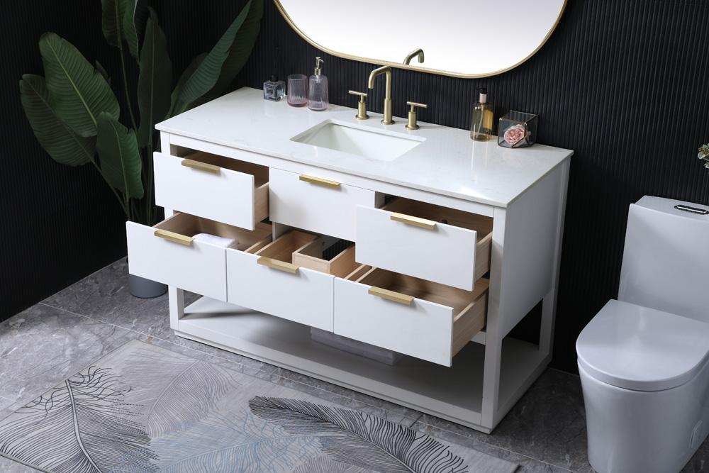 Elegant Furniture & Lighting - Larkin 54 Inch SIngle Bathroom Vanity In White - VF19254WH veiw 4