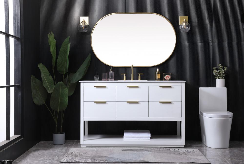 Elegant Furniture & Lighting - Larkin 54 Inch SIngle Bathroom Vanity In White - VF19254WH veiw 5