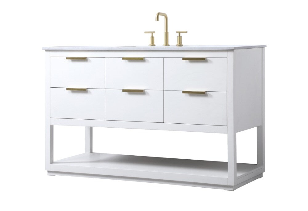 Elegant Furniture & Lighting - Larkin 54 Inch SIngle Bathroom Vanity In White - VF19254WH veiw 8