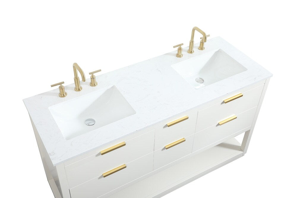 Elegant Furniture & Lighting - Larkin 60 inch Single bathroom vanity in white - VF19260DWH veiw 3