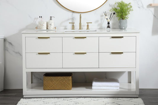 Elegant Furniture & Lighting - Larkin 60 inch Single bathroom vanity in white - VF19260WH veiw 2