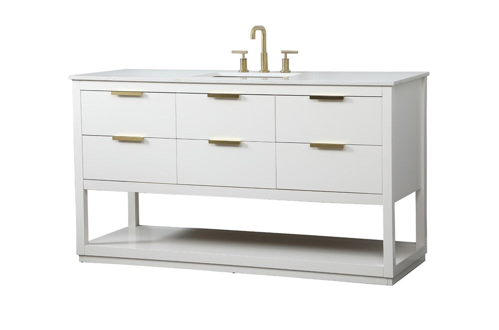 Elegant Furniture & Lighting - Larkin 60 inch Single bathroom vanity in white - VF19260WH veiw 14