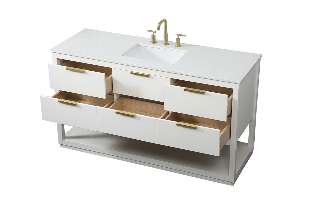 Elegant Furniture & Lighting - Larkin 60 inch Single bathroom vanity in white - VF19260WH veiw 16