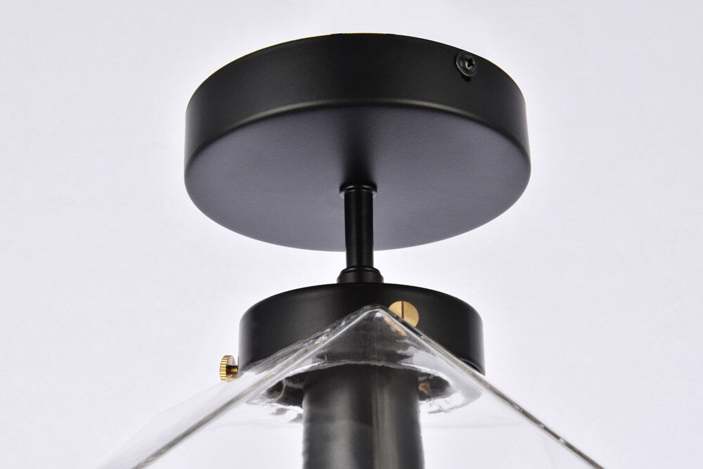 Elegant Furniture & Lighting - Lawrence 1 light black and clear glass flush mount - LD2346BK veiw 5