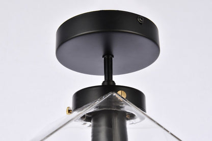 Elegant Furniture & Lighting - Lawrence 1 light black and clear glass flush mount - LD2346BK veiw 5