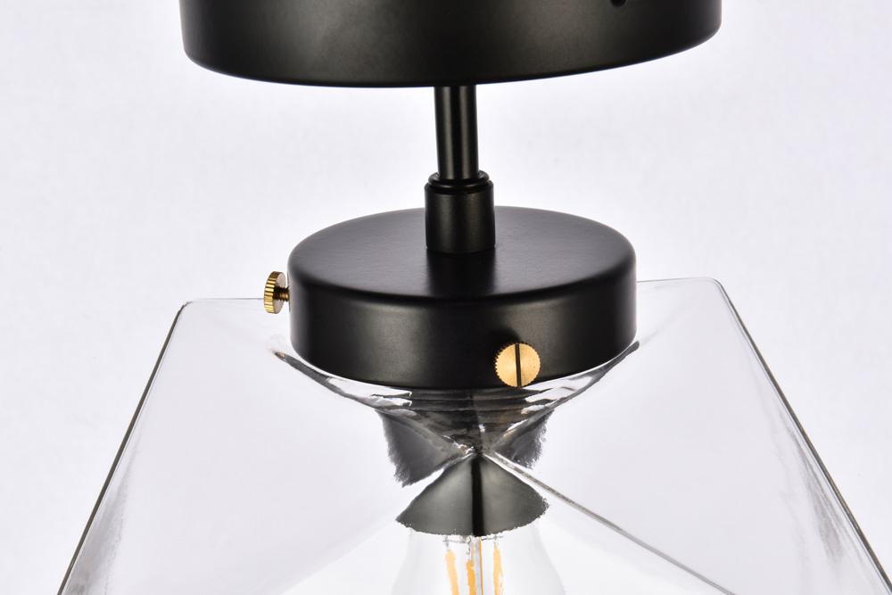 Elegant Furniture & Lighting - Lawrence 1 light black and clear glass flush mount - LD2346BK veiw 6