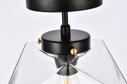 Elegant Furniture & Lighting - Lawrence 1 light black and clear glass flush mount - LD2346BK veiw 6