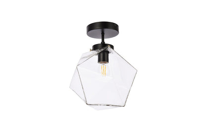 Elegant Furniture & Lighting - Lawrence 1 light black and clear glass flush mount - LD2346BK veiw 7