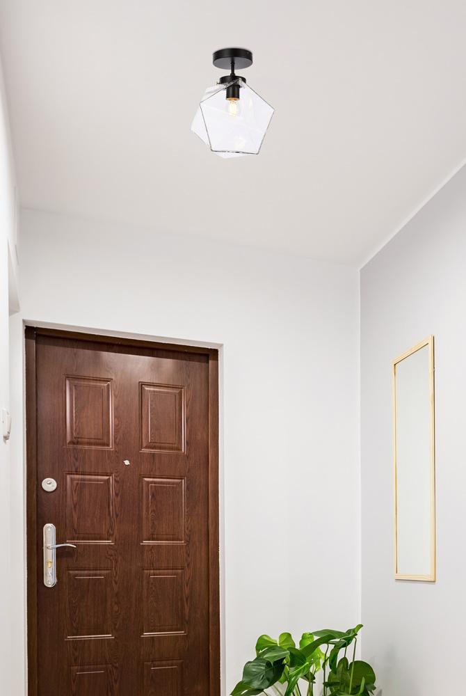 Elegant Furniture & Lighting - Lawrence 1 light black and clear glass flush mount - LD2346BK veiw 8