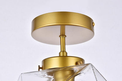 Elegant Furniture & Lighting - Lawrence 1 light brass and clear glass flush mount - LD2346BR veiw 5