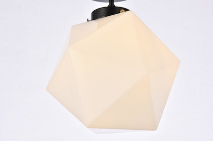 Elegant Furniture & Lighting - Lawrence 1 light black and white glass flush mount - LD2347BK veiw 5