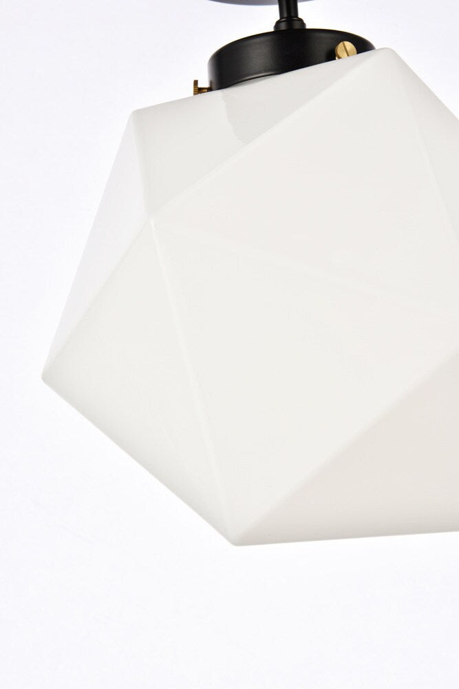 Elegant Furniture & Lighting - Lawrence 1 light black and white glass flush mount - LD2347BK veiw 6